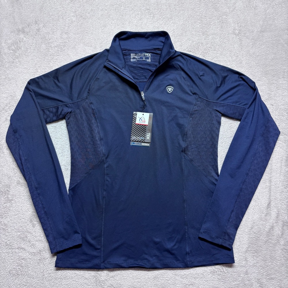NWT Ariat Lowell 2.0 1/4 Zip Womens L Cold Series Tek Baselayer Shirt Navy Blue
